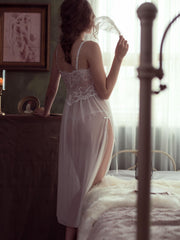 Seductive Lace Cami Long Dress Set with Matching Panty