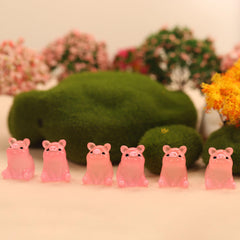 6pcs Luminous Resin Pig Ornament for Outdoor Indoor Courtyard