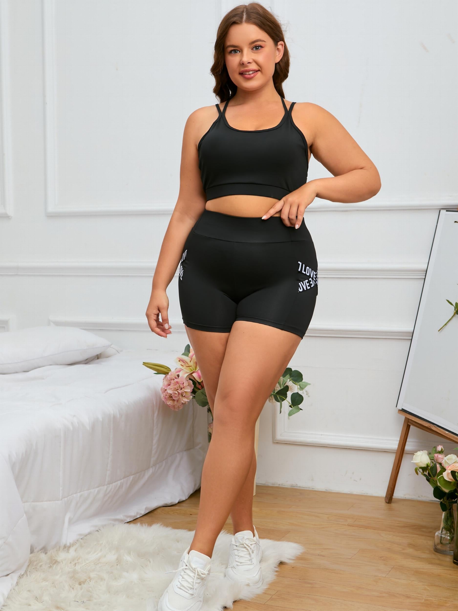 Sports Shorts Cross Letter High Waist Yoga Shorts