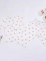 Girls 2pcs Cherry Print Pajamas Set Comfortable Casual Kids Clothes
