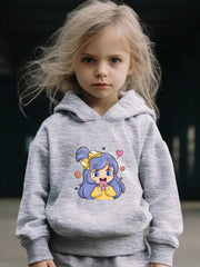 Cartoon Girl Print 2pcs Girls Outfits For Sports Spring Fall Outdoor Gift