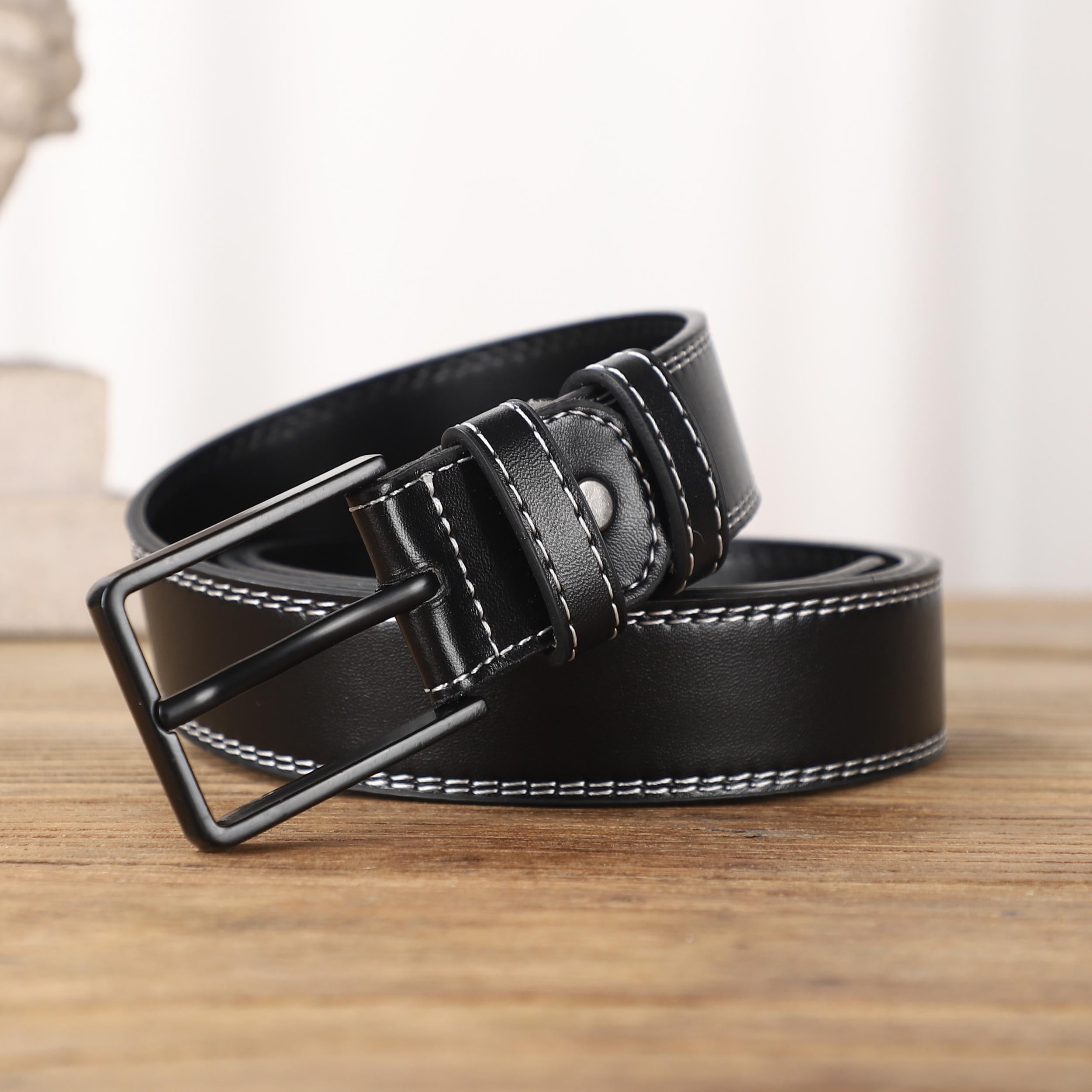 Square Buckle Leather Belt Casual Vintage Jeans Belt For Men