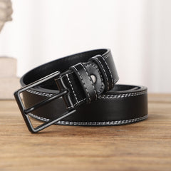 Square Buckle Leather Belt Casual Vintage Jeans Belt For Men