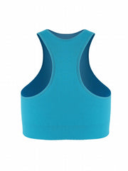 Sports Bra Women's Plus Solid Ribbed Round Neck High Stretch