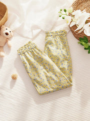 Tulip Floral Print Jogger For Girls Elastic Waist Casual Sweatpants