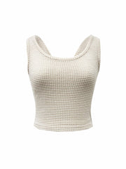 Twist Back Crew Neck Tank Top Sleeveless Casual Summer Top