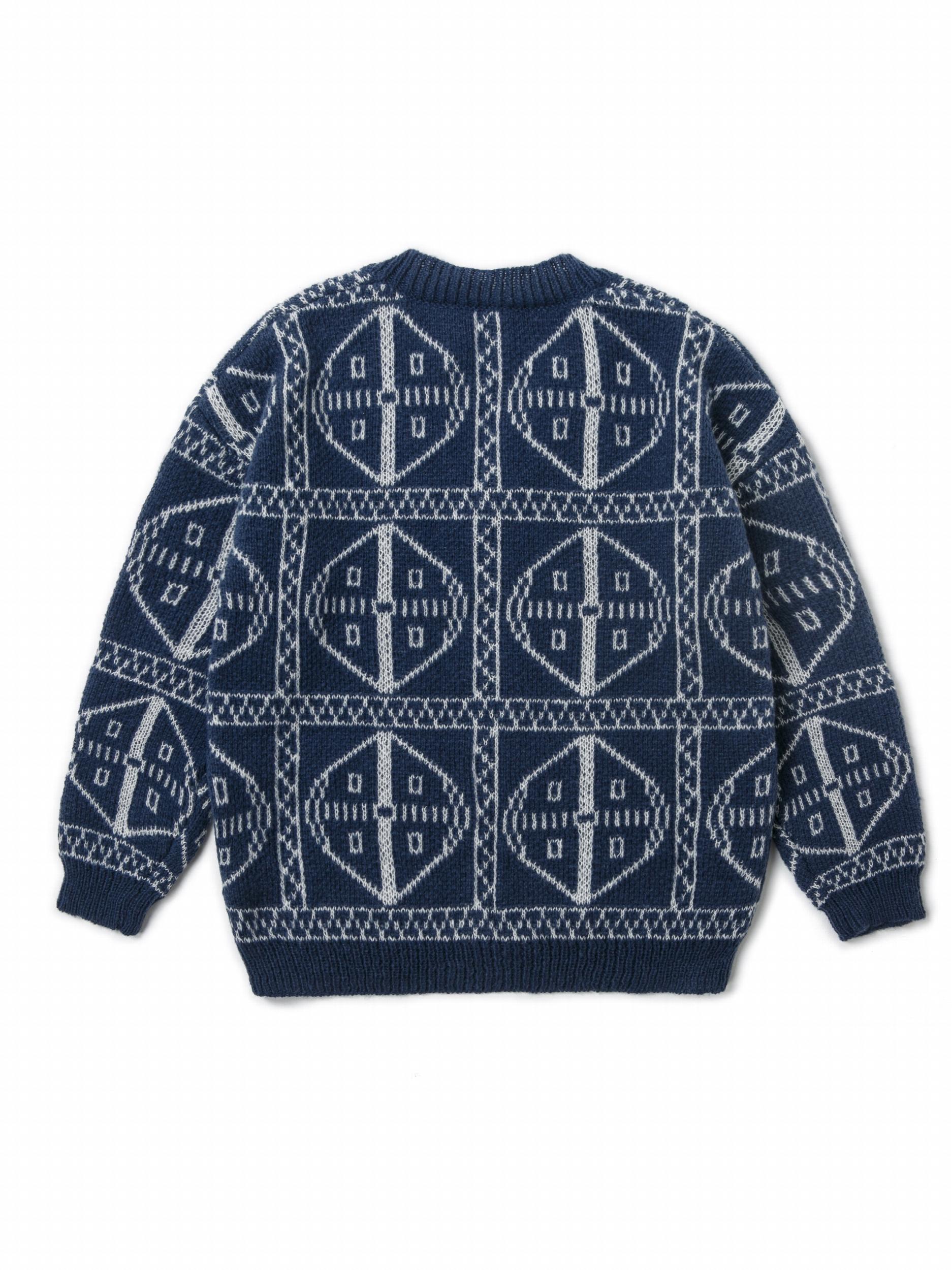 Geometric Print Boys Cardigan Sweater Long Sleeve Crew Neck