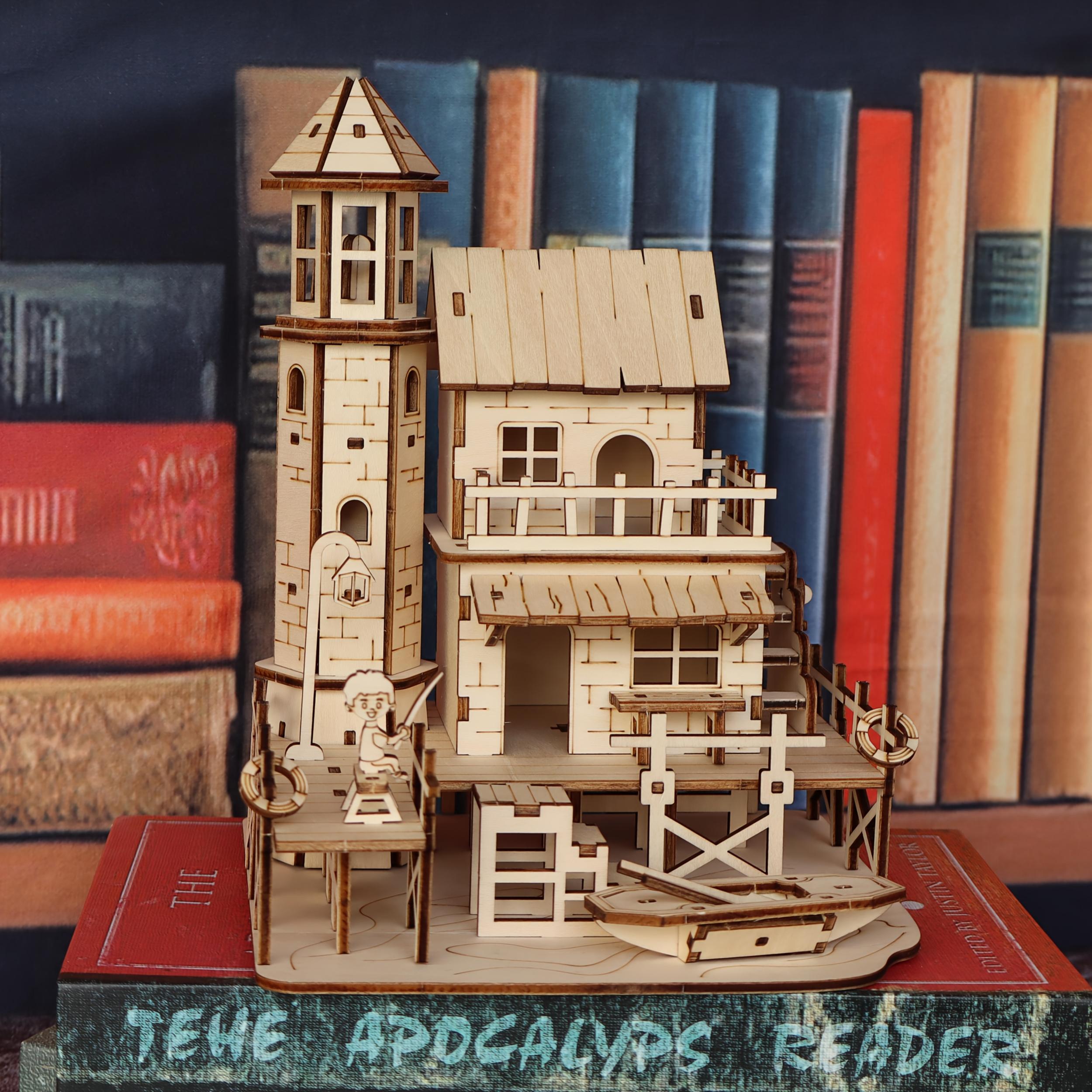 3D Fisherman's Cabin Wooden Assembly Model Kit DIY Puzzle Fishing Village