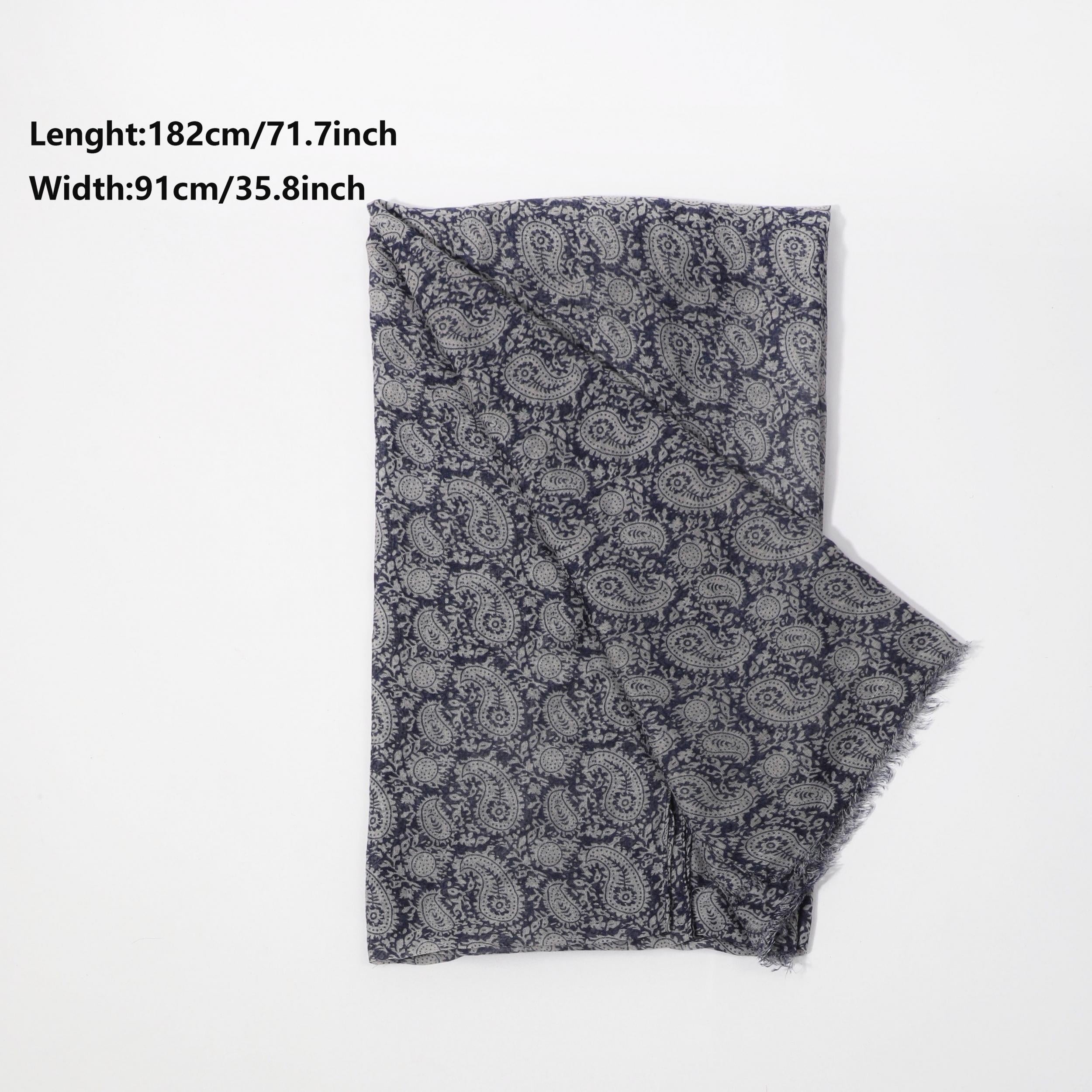 Paisley Print Scarf Thin Gauze Shawl Tassel Head Wrap Vintage Turban