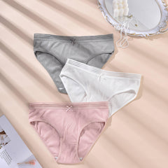 3-Pack Plus Size Striped Bow Knot High Stretch Panties