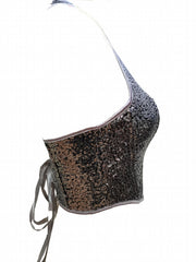 Sequin Shaping Halter Top Tummy Control Backless