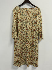 Women's Plus Colorblock Floral Print Half Sleeve Round Neck Dress