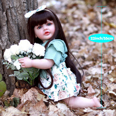 22 Inch Lifelike Reborn Doll Soft Silicone Body Long Hair Princess Gift
