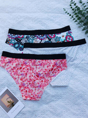 3 Pack Boho Panties Set Women's Plus Tropical & Rainbow Print Briefs