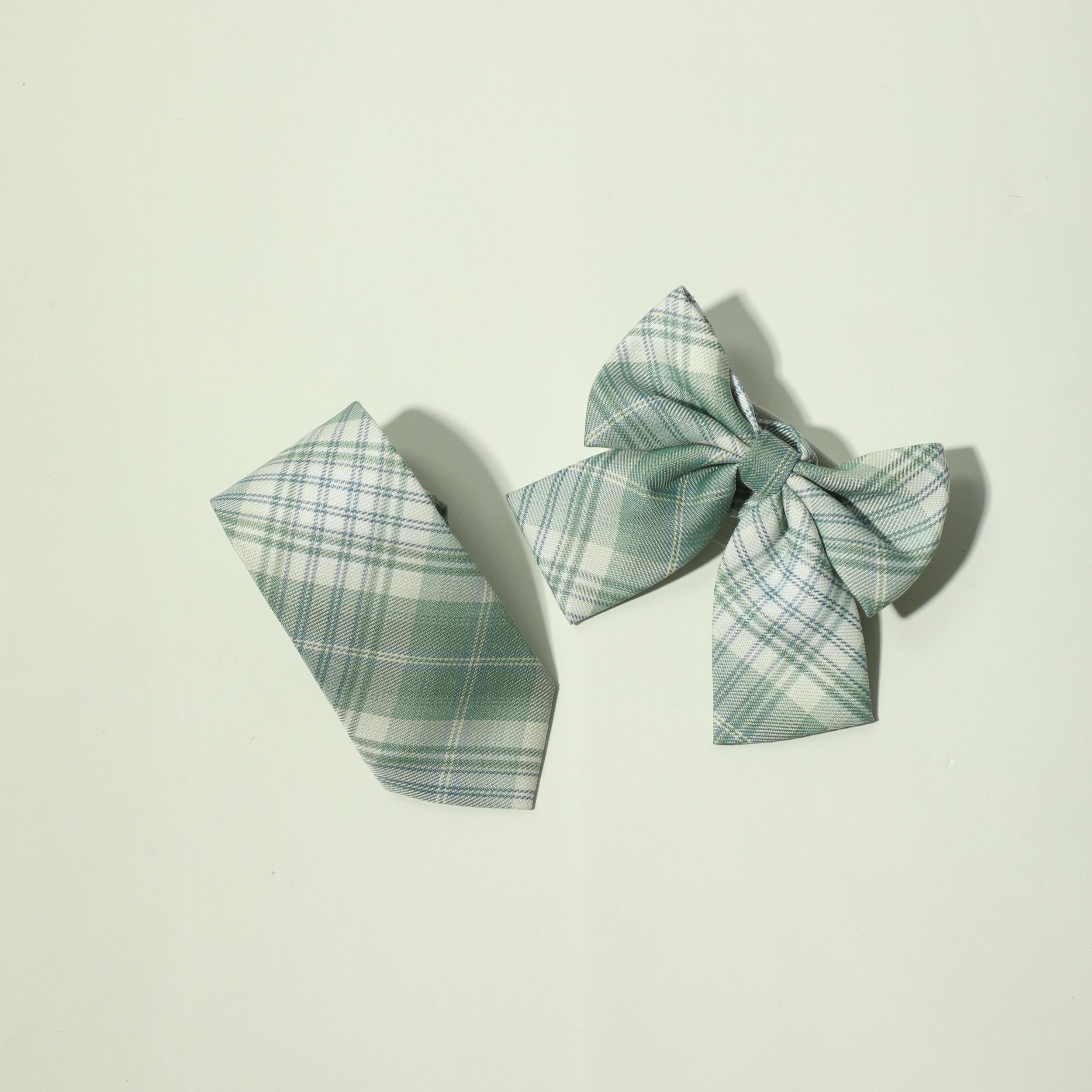 Green Plaid Bowtie Classic Women Casual Bow Tie Neck Tie