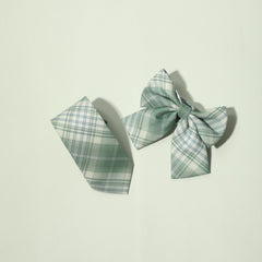 Green Plaid Bowtie Classic Women Casual Bow Tie Neck Tie