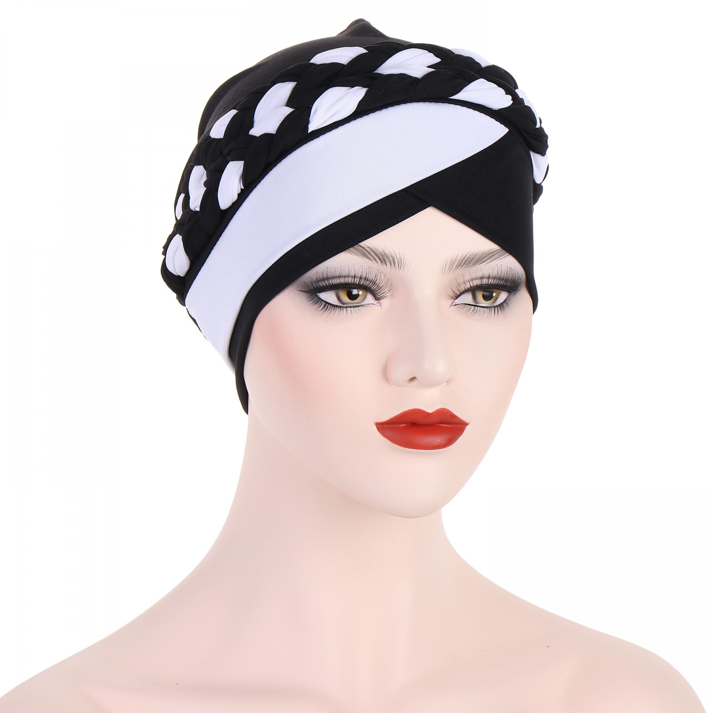 Double Braided Turban Cap Pre tied Headwrap Casual Beanie