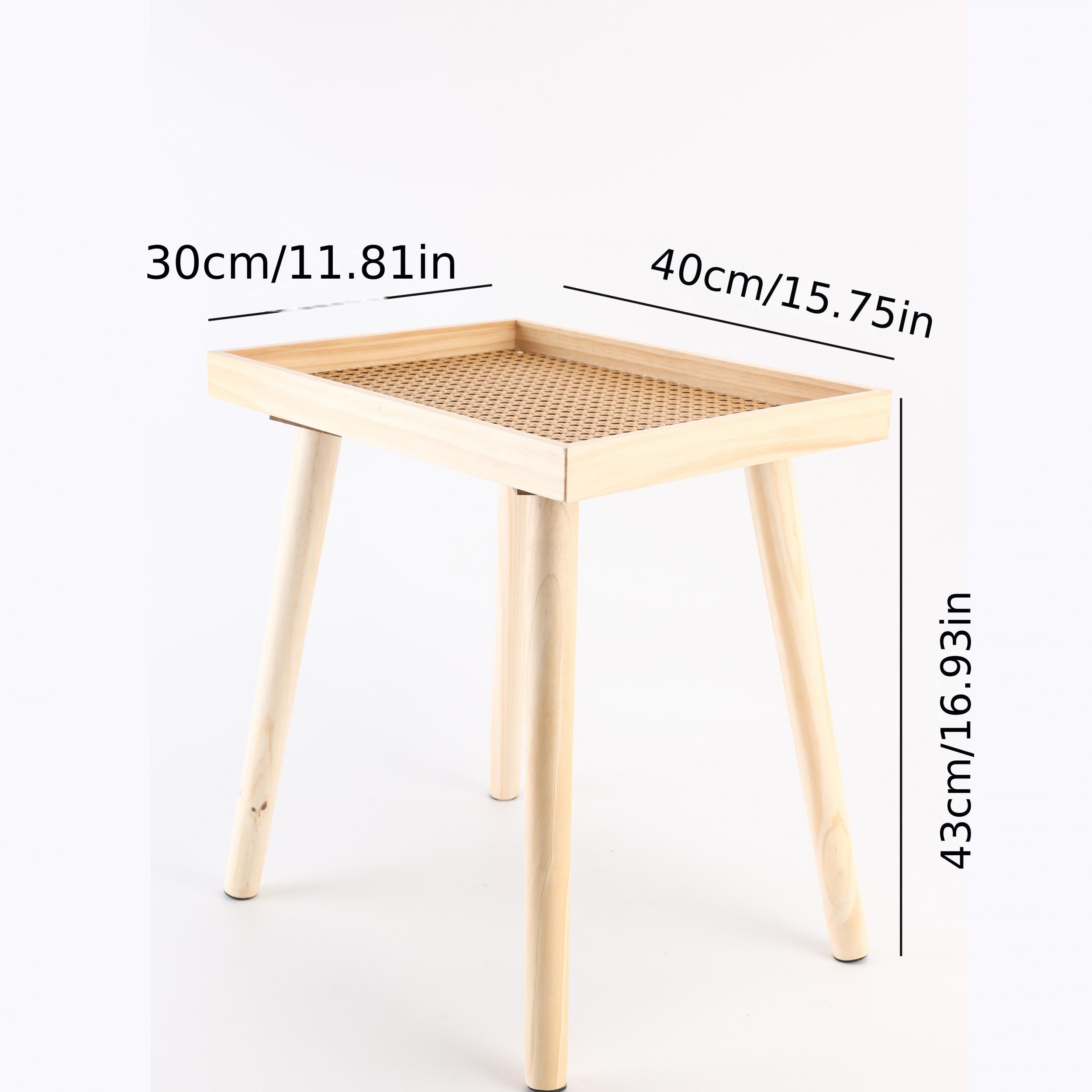 Solid Wood Rattan Legs Side Table for Living Room Bedroom Office