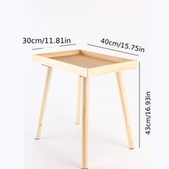 Solid Wood Rattan Legs Side Table for Living Room Bedroom Office