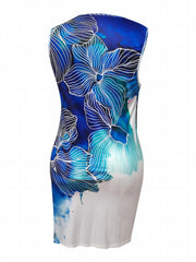 2 Piece Set Women's Solid Sleeve Cardigan & Floral Print Tank Dress