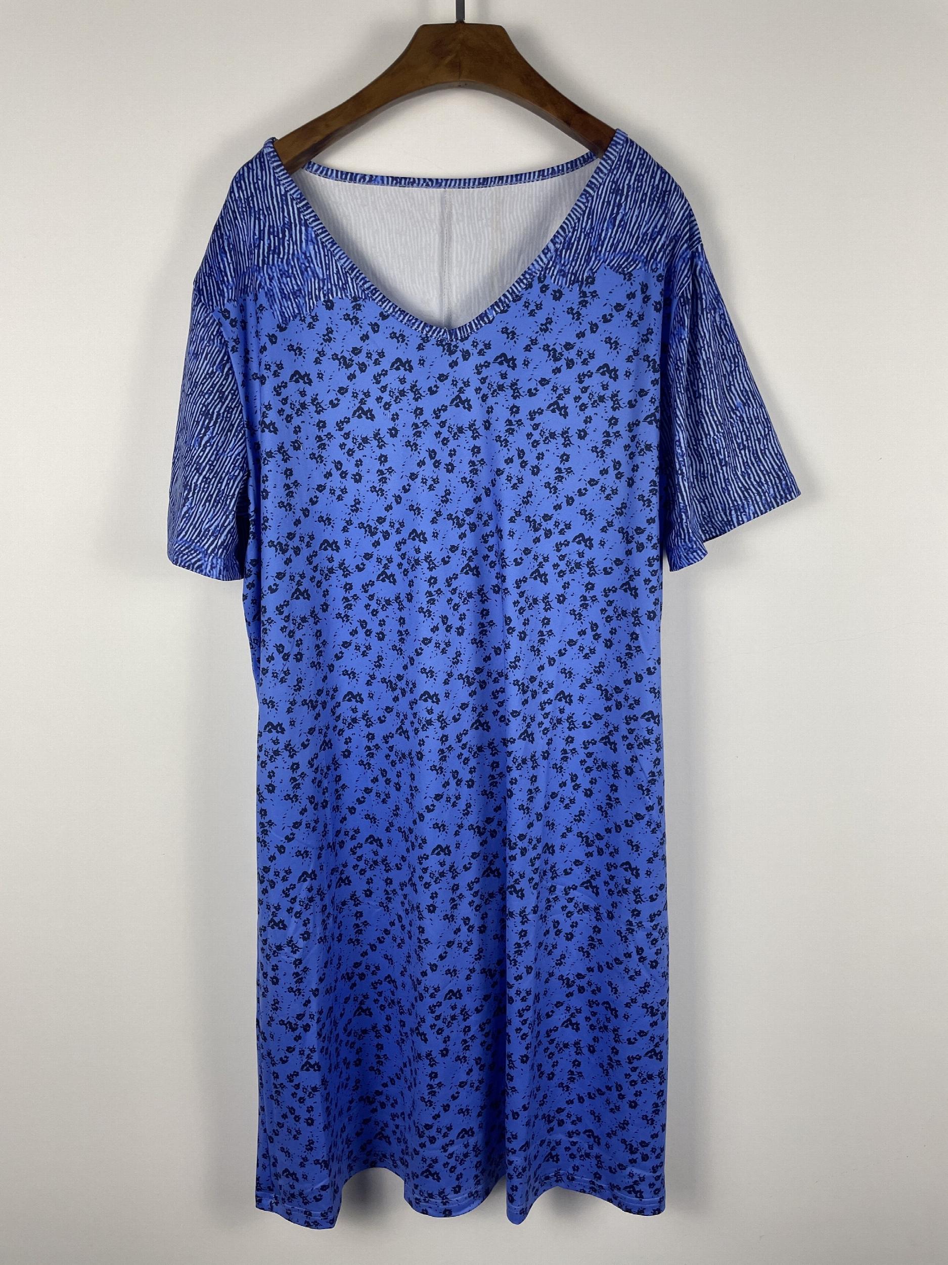 Women's Plus Ditsy Floral Print Casual Dress