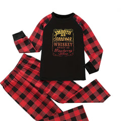 Ombre Letter & Plaid Pajama Set