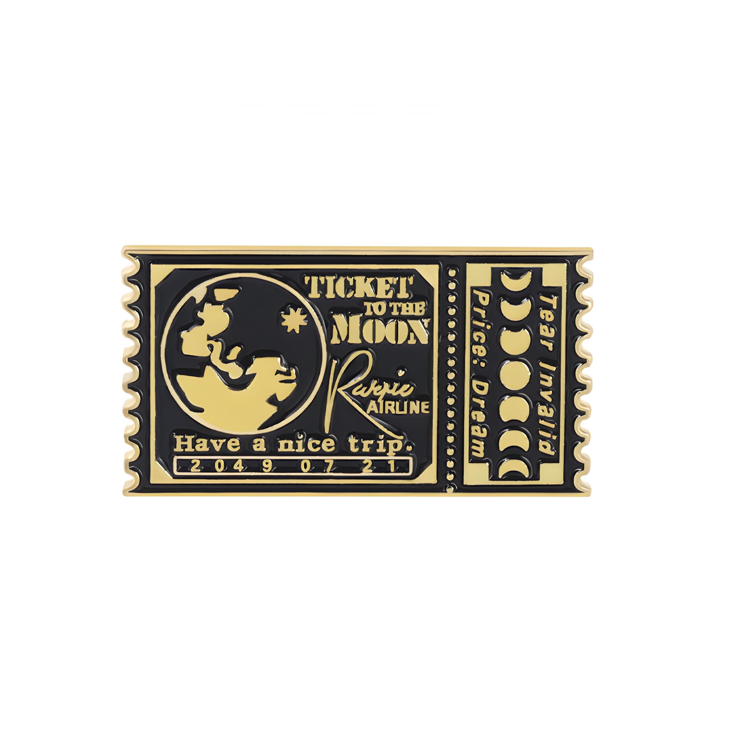 Metal Retro Movie Ticket Brooch For Backpack Bag