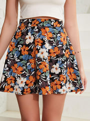 Floral Print Mini Skirt Boho Skirt For Spring & Summer