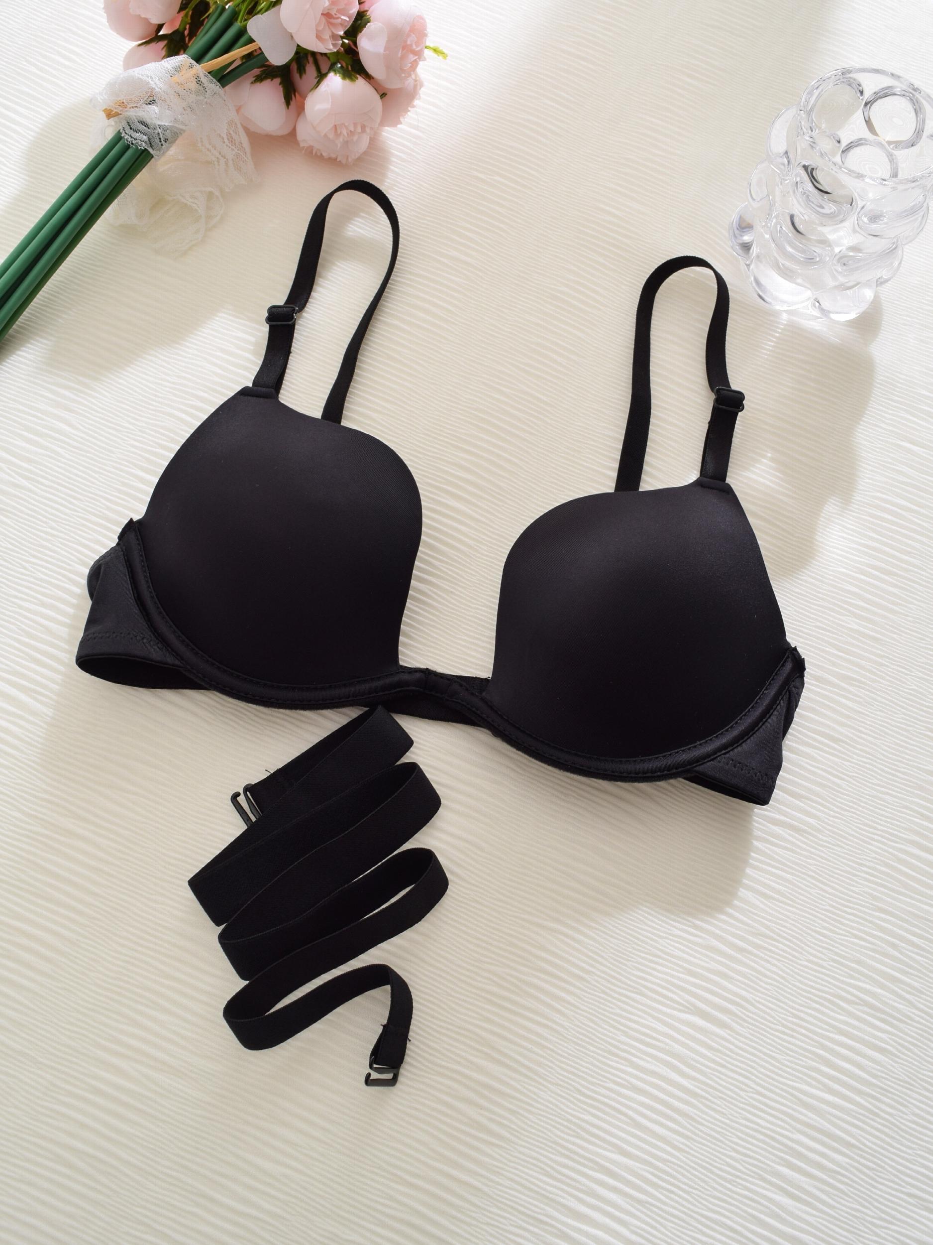 Comfy Plunge Bra Solid Scoop Breathable Lingerie