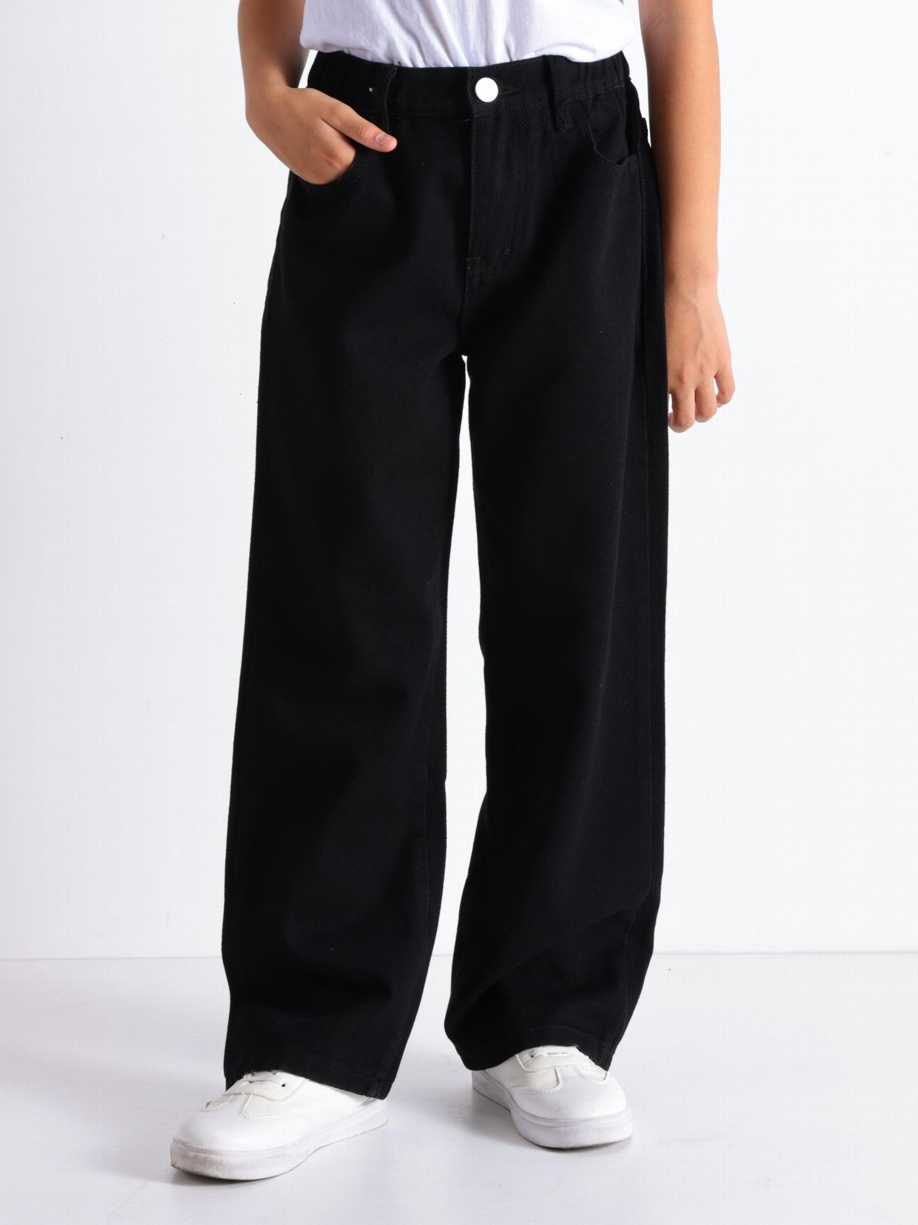 High Waist Straight Leg Girls Jeans Regular Fit Denim Pants