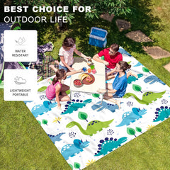 Cartoon Dinosaur Print Outdoor Picnic Mat - Waterproof & Sandproof