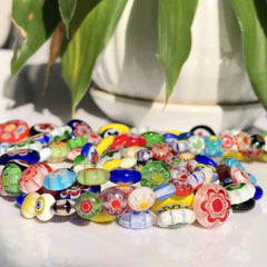 Mixed Flower Lampwork Glass Beads - DIY Necklace Bracelet Making