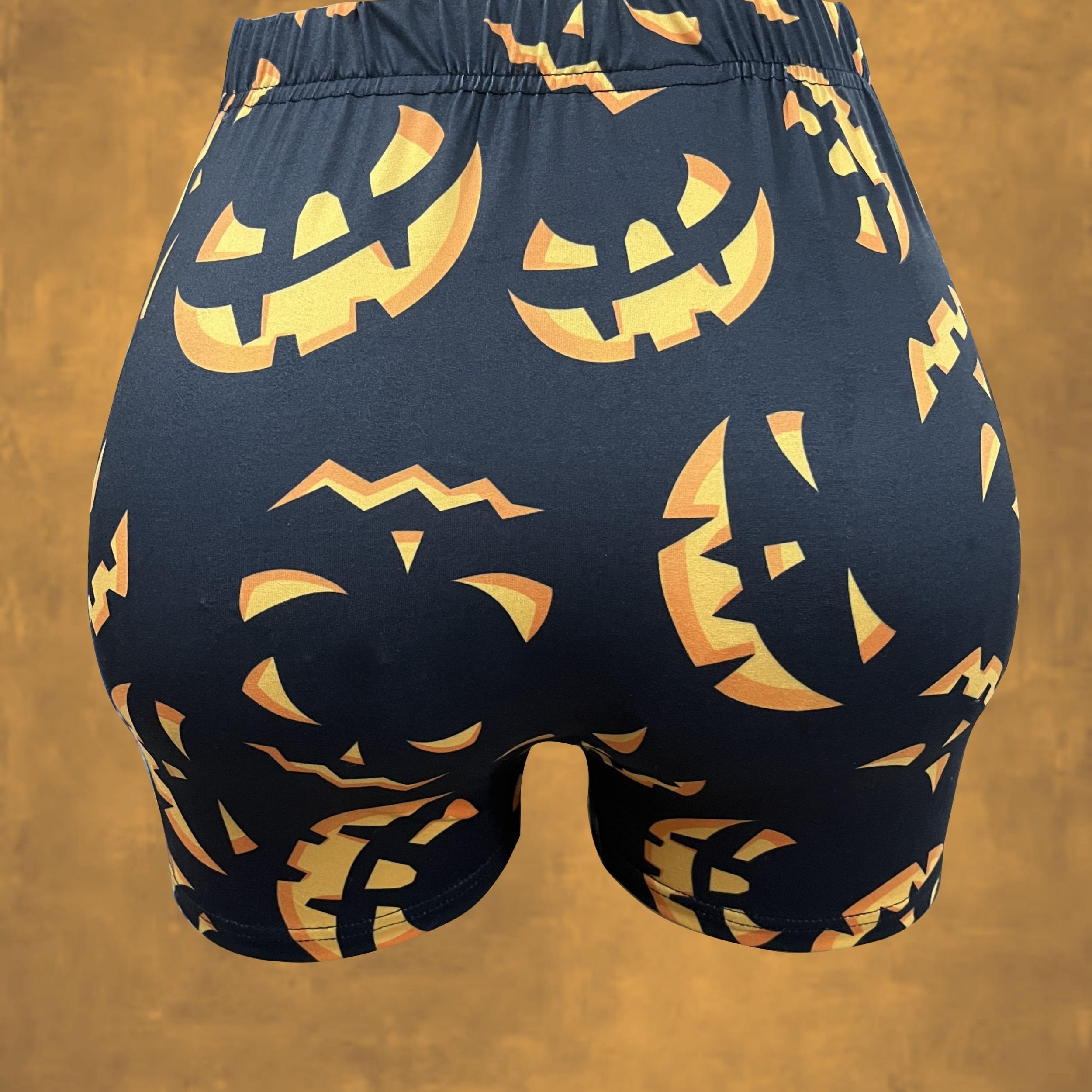 Halloween Graphic Print Elastic Waist Shorts