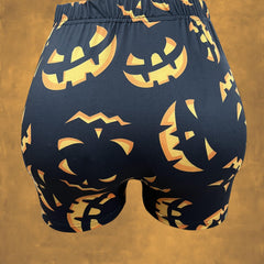 Halloween Graphic Print Elastic Waist Shorts