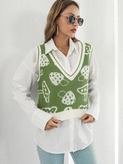 Mushroom Print Vest Casual Sleeveless V Neck Women's Clothing