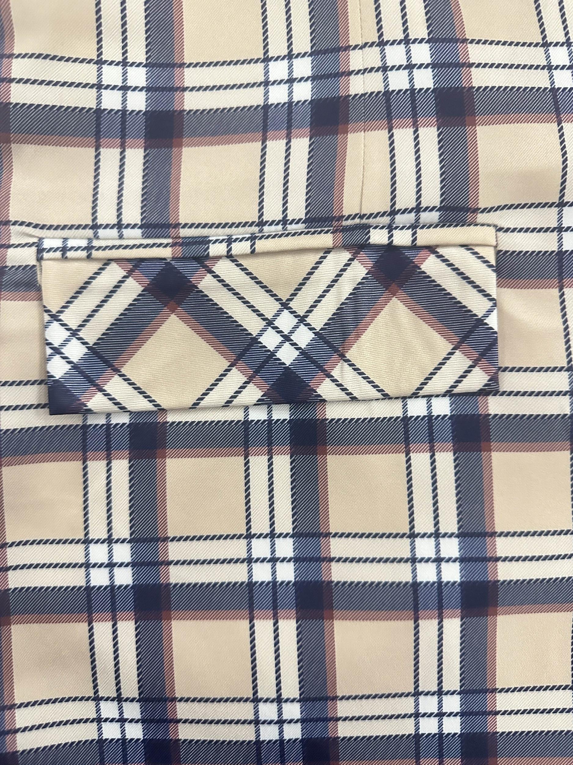 Women's Plus Plaid Print Blazer Long Sleeve