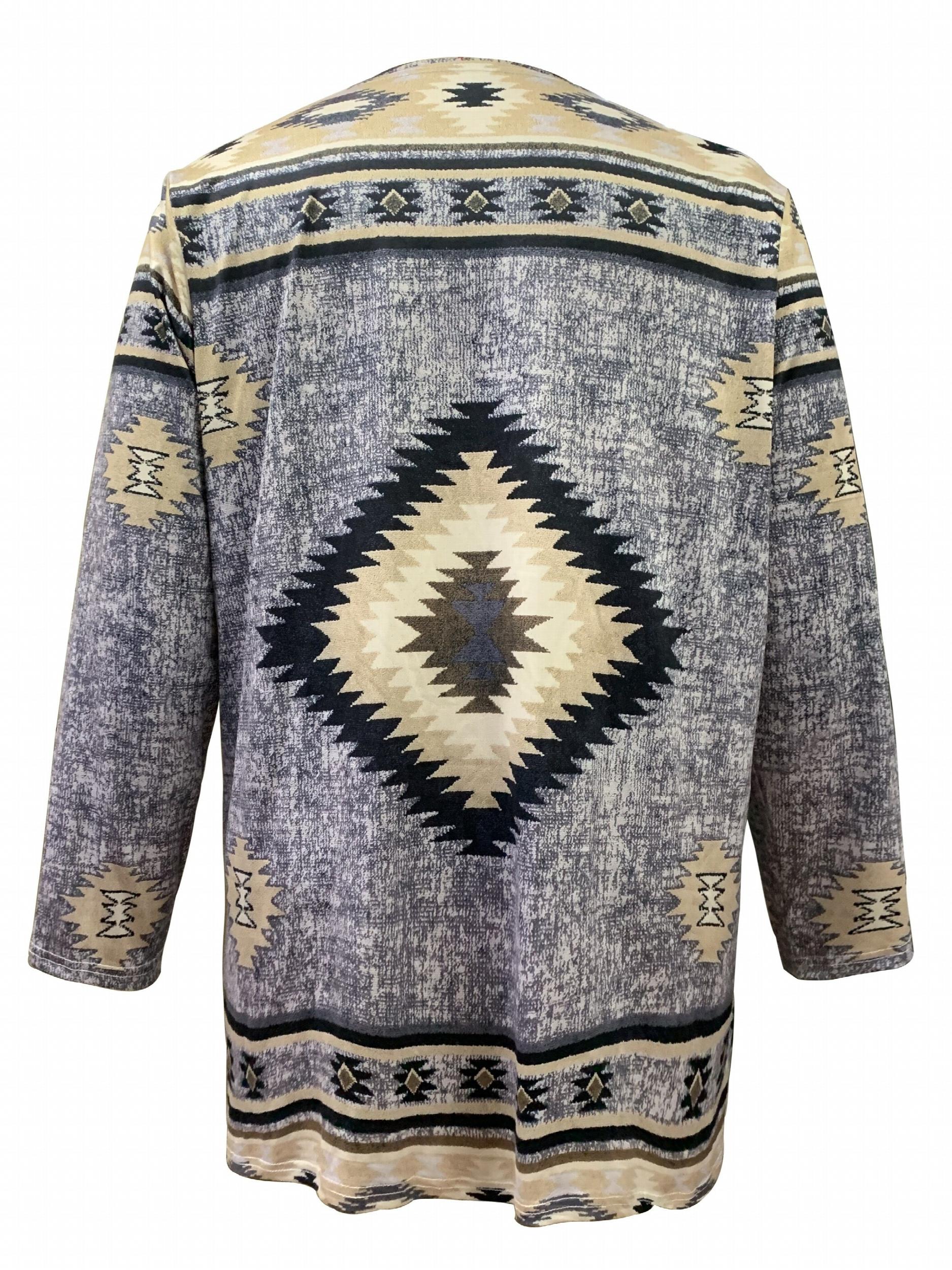 Southwestern Print Open Front Cardigan