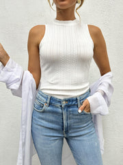 Textured Mock Neck Sleeveless Top for Summer