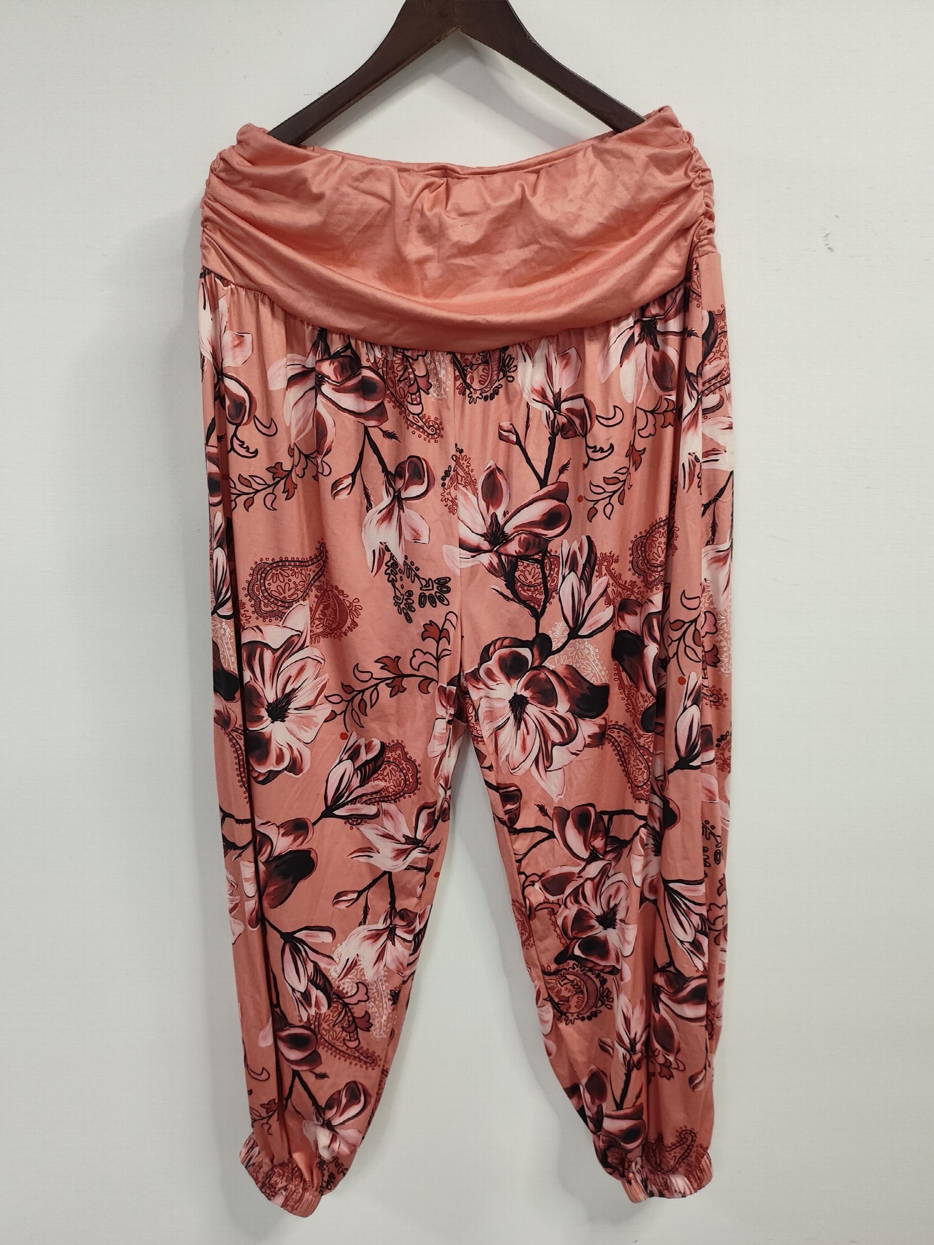 Colorblock Floral Print Ruched Jogger Trousers