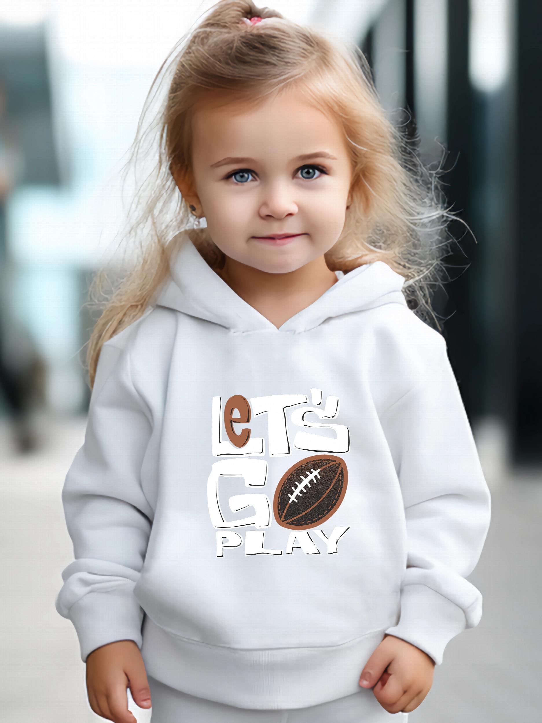 Rugby Pattern Long Sleeve Hooded Sweatshirt for Girls
