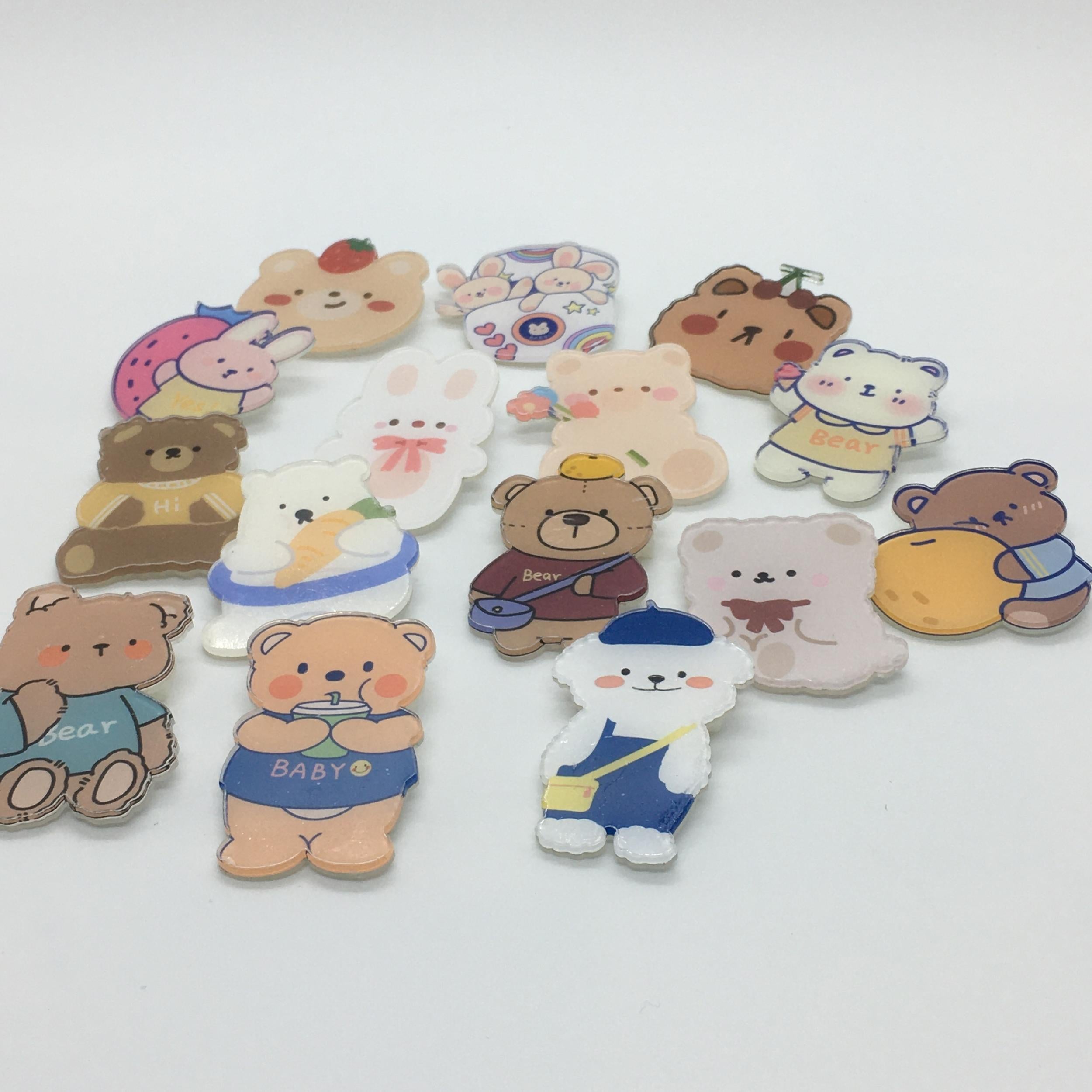 15 pcs Cartoon Bear Brooch for Kids Shirts Bags Hats Jackets