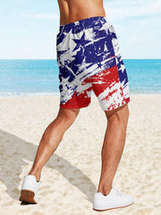 Star & Stripe Print Shorts - Drawstring Summer Beach Shorts