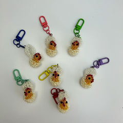 Crystal Keychain Egg Shell Hand Woven Pendant Cartoon Key Rings