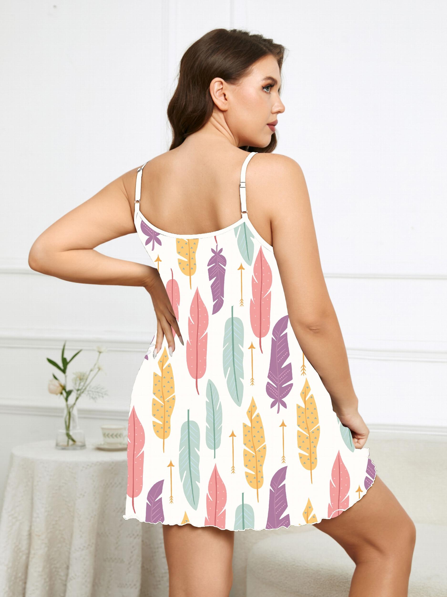 Feather & Arrow Print V Neck Cami Sleep Dress