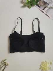 Wireless Scallop Trim Bra Comfy & Breathable Women's Lingerie