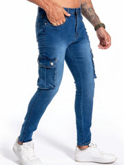 Men's Distressed Slim Fit Jeans with Pockets
