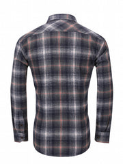 Plaid Pattern Print Men's Casual Button Up Long Sleeve Shirt