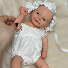 13" Vivienne Girl Reborn Doll Full Body Silicone Open Mouth Lace Hat Dress