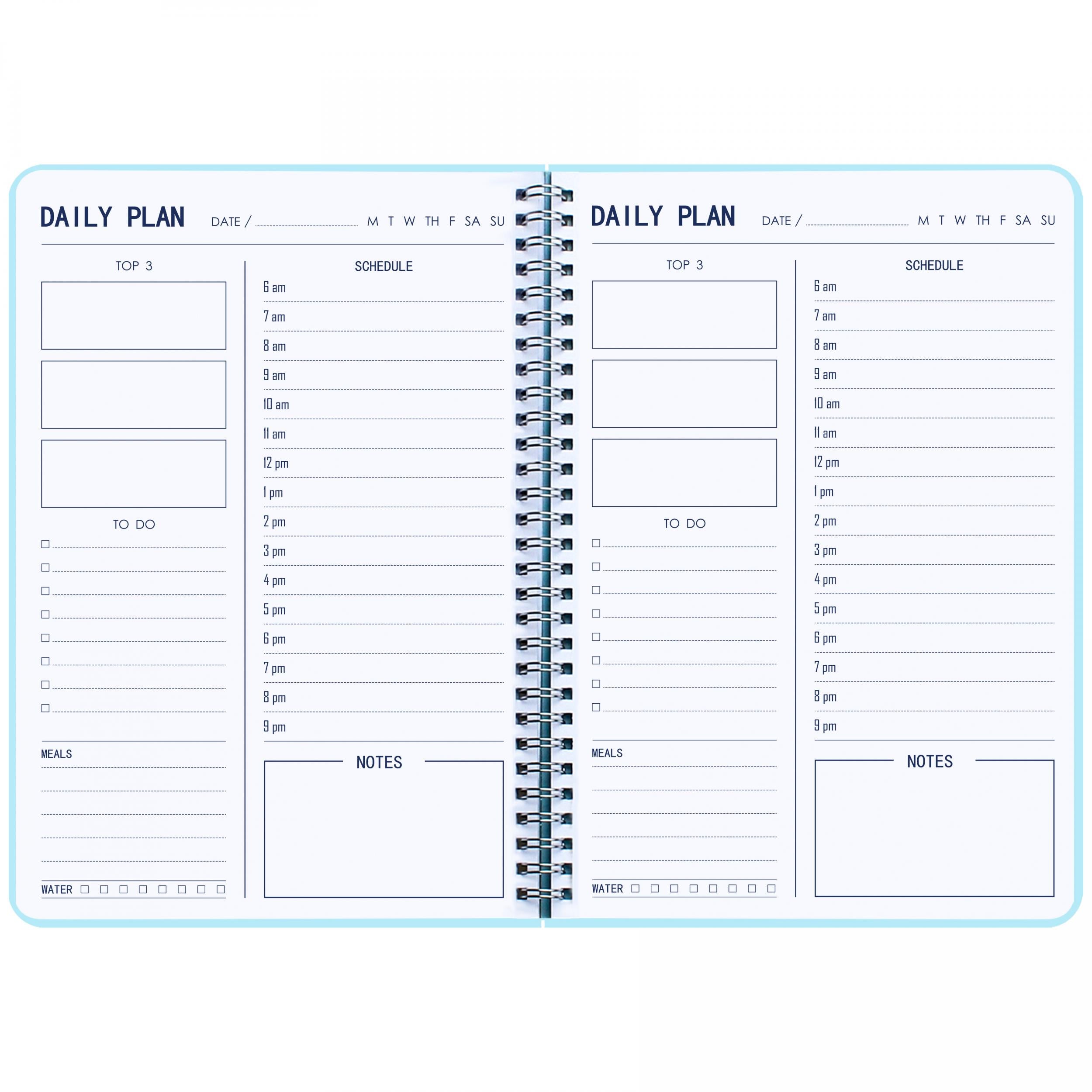 Daily Planner Undated Hourly Schedule To Do List & Meal Planner