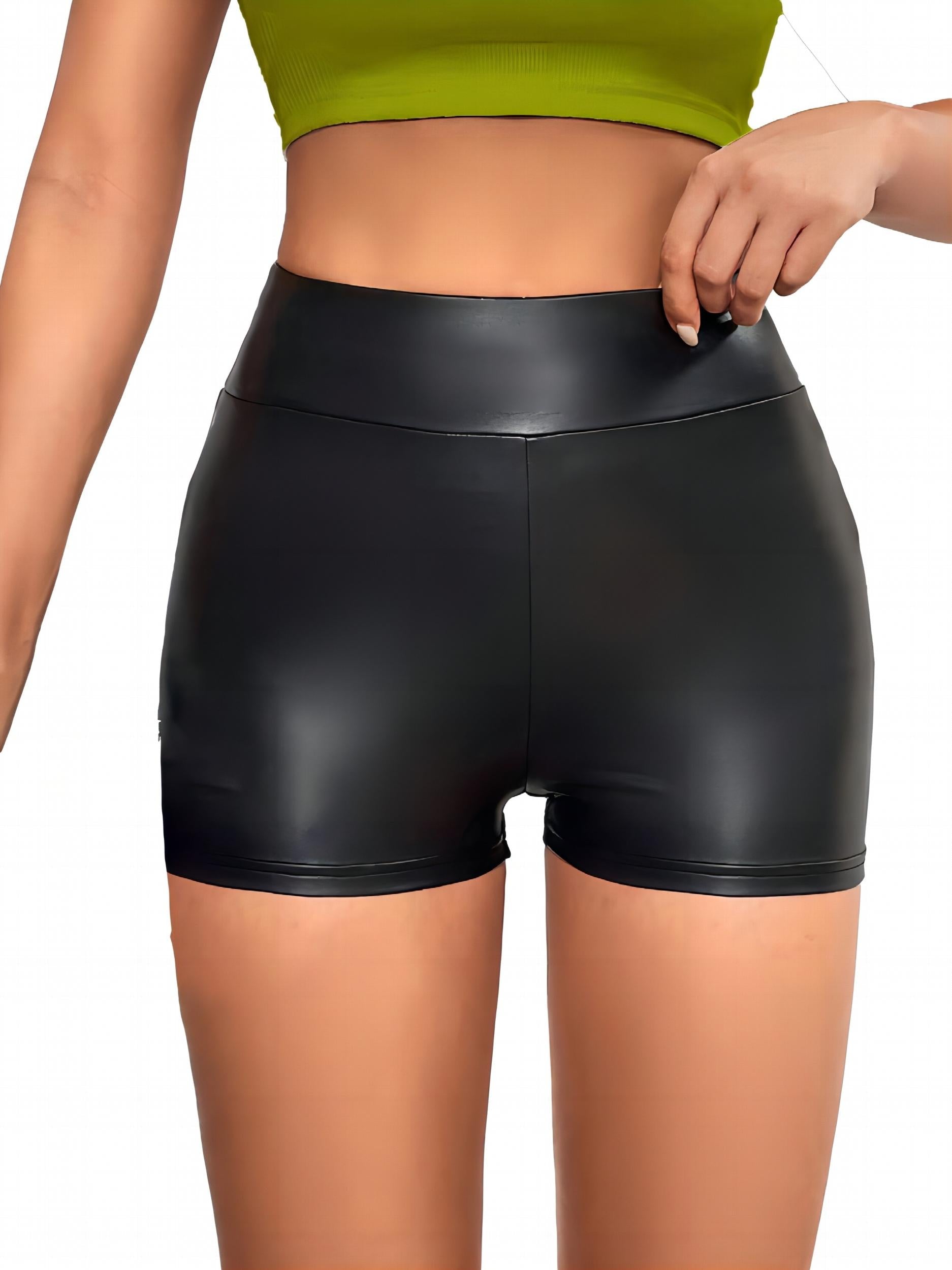 PU Leather Skinny Shorts for Women